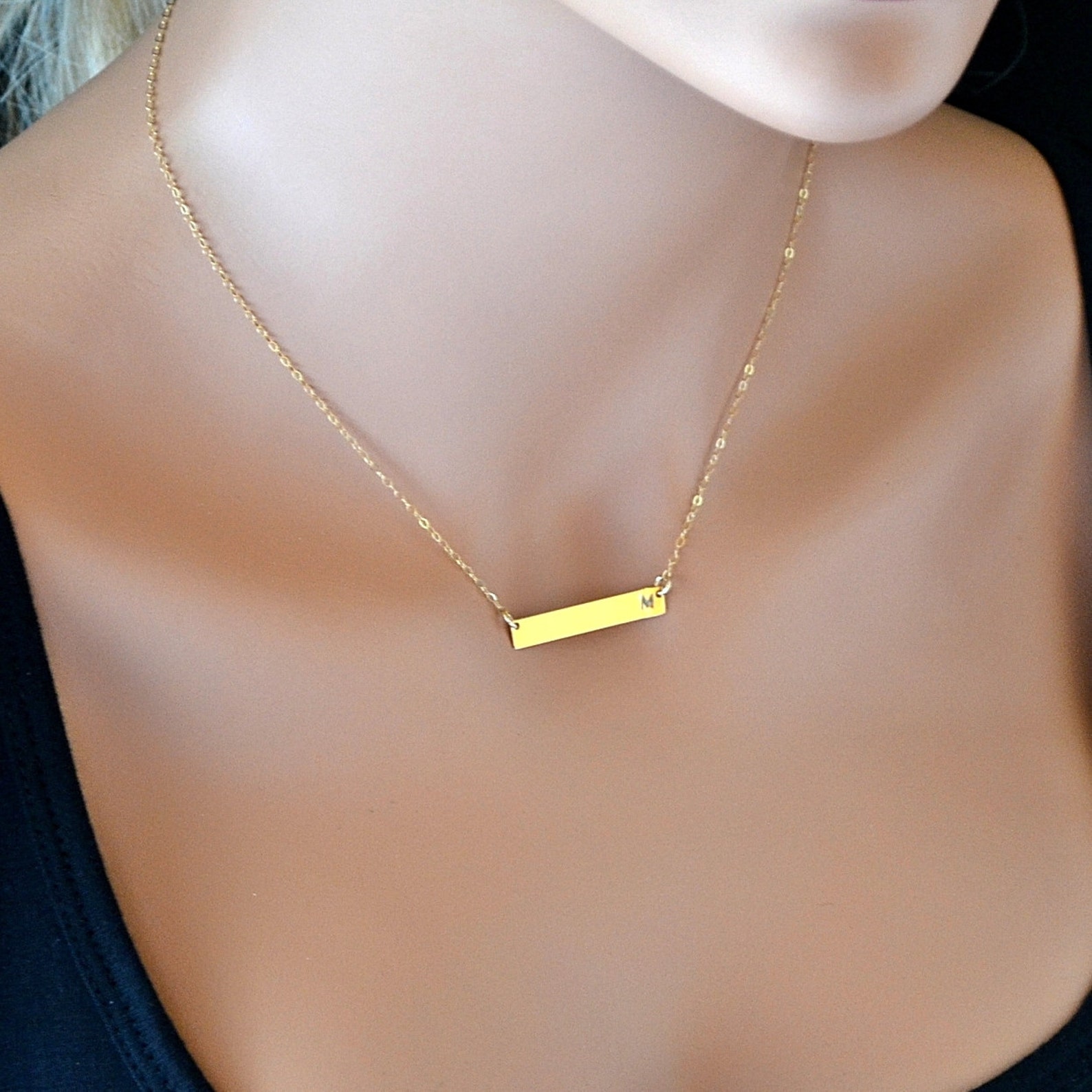 Gold Bar Necklace Nameplate Necklace Kardashian Necklace Etsy