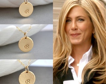 Hammered Disc Necklace, Gold Initial Disc Necklace, Gold Hammered Disc Necklace, Everyday Jewelry, Bridesmaid Gift