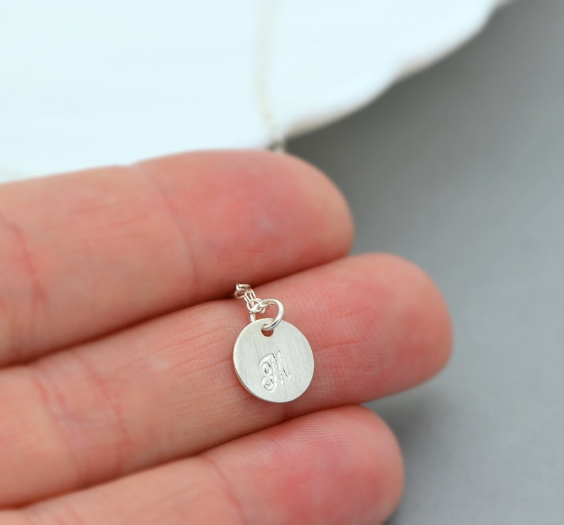 Personalized Disc Necklace / Initial Disc / Sterling Silver Disc Necklace / Tiny Silver Disc Necklace / Personalized Jewelry image 4