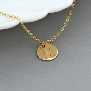 Initial Necklace, Disc Necklace, Personalized Necklace, Personalized Necklace Gold, Delicate Gold Necklace, Monogram Necklace, Initial Disc image 3