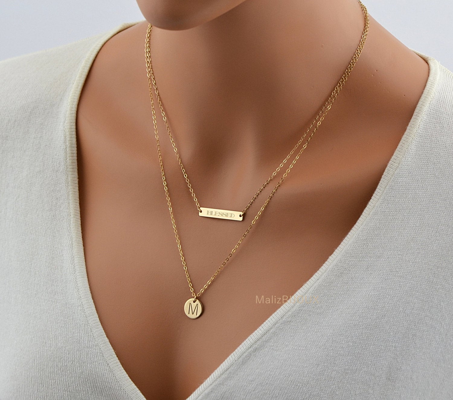 Personalized Layered Necklace / Name Necklace Set / Initial Etsy