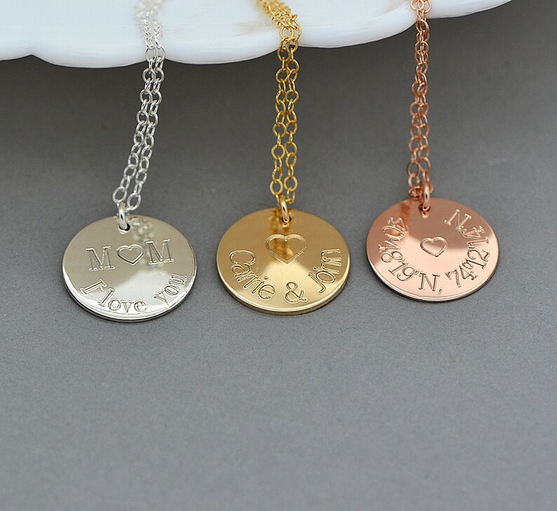 Mom Necklace, Kids Name Necklace, Gold Disc Necklace, New Mom Necklace, Personalized Necklace For Mom, Gift For Mom, Mothers Necklace image 3