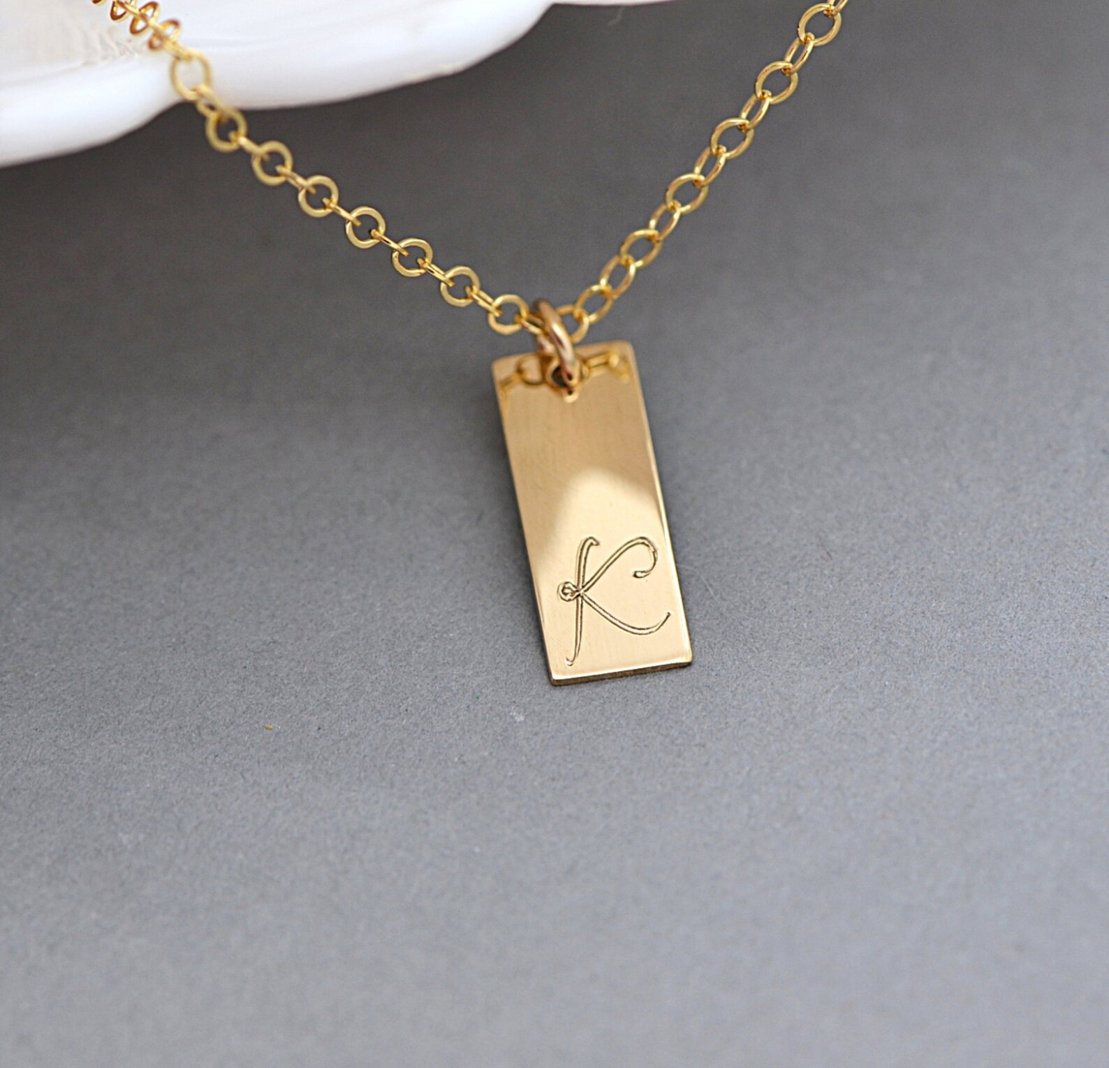 Tag Necklace Personalized Necklace Gold or Silver Delicate Etsy