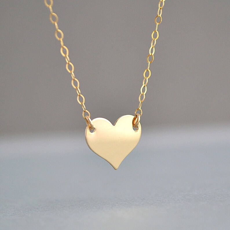 GOLD HEART NECKLACE, Celebrity Necklace, Minimal Necklace, Everyday Simple Jewelry, 14k Gold Fill, Gold Necklace image 1