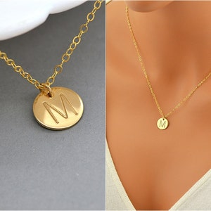 Initial Necklace, Disc Necklace, Personalized Necklace, Personalized Necklace Gold, Delicate Gold Necklace, Monogram Necklace, Initial Disc image 1