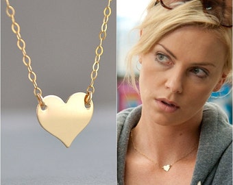 GOLD HEART NECKLACE, Celebrity Necklace, Minimal Necklace, Everyday Simple Jewelry, 14k Gold Fill, Gold Necklace