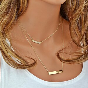 Gold Bar Necklace, 14k Gold Bar Necklace, Bar Necklace Personalize, Personalized Necklace 14k Gold, Kardashian Necklace, Name Necklace image 4