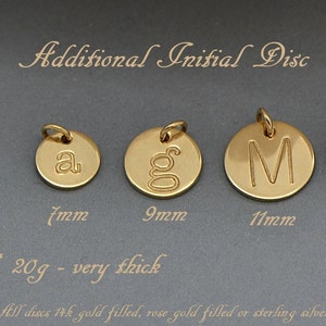Additional Initial Charm / Additional Initial Disc / Add a sterling Silver, 14k Gold Filled or Rose Gold Filled Initial Disc / Hand Stamped