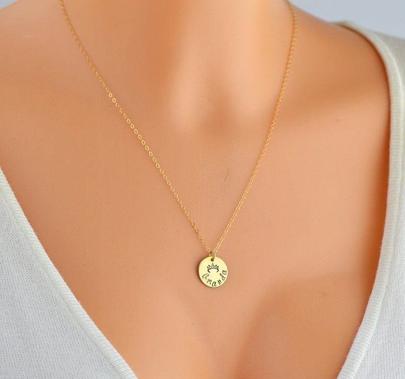 Gold or Silver Disc Necklace Name Necklace Gift for Her Etsy