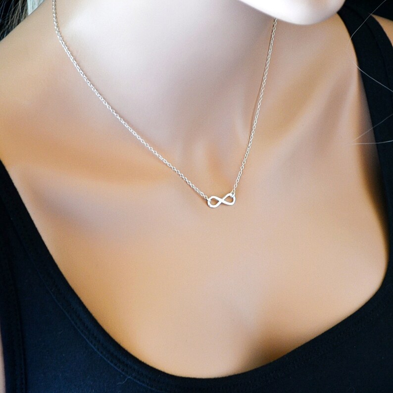 Sterling Silver Infinity Necklace Infinity Charm Necklace Etsy