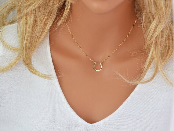 Gold Horseshoe Necklace Dainty Gold or Silver Necklace Layering
