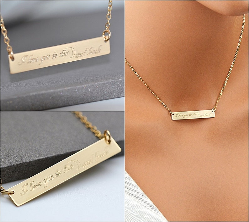 Bar Necklace, Custom Bar Necklace, Personalized Necklace, Name Necklace, Gold Bar Necklace, Name Plate Necklace image 1