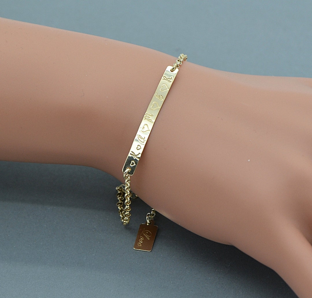 Skinny Personalized Gold Bar Bracelet, Name Bar Bracelet, Silver or