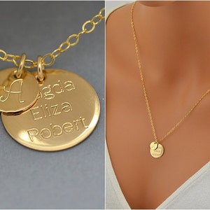 Initial Disc Necklace, Gold Initial Disc Necklace, Initial Disc Charm, Gold initial Necklace, Monogram Disc Necklace