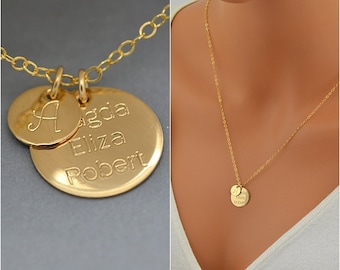 Initial Disc Necklace, Gold Initial Disc Necklace, Initial Disc Charm, Gold initial Necklace, Monogram Disc Necklace