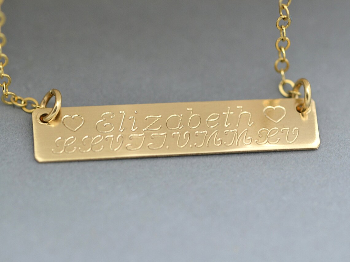 Personalized Bar Necklace Engraved Name Necklace Bar Gold or Etsy