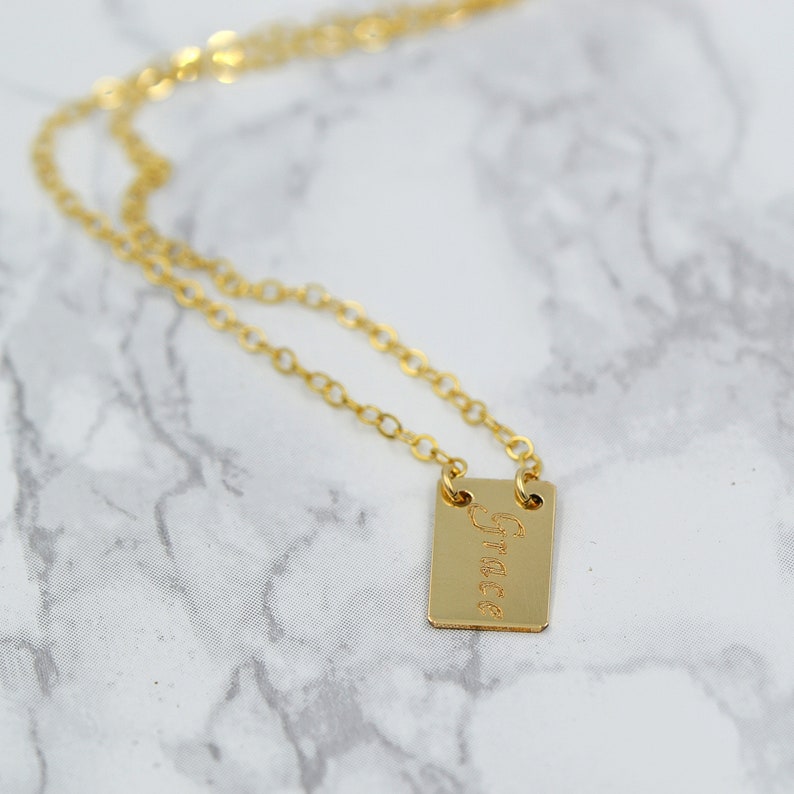 Personalized Tag Necklace Gold Necklace Custom Name Etsy