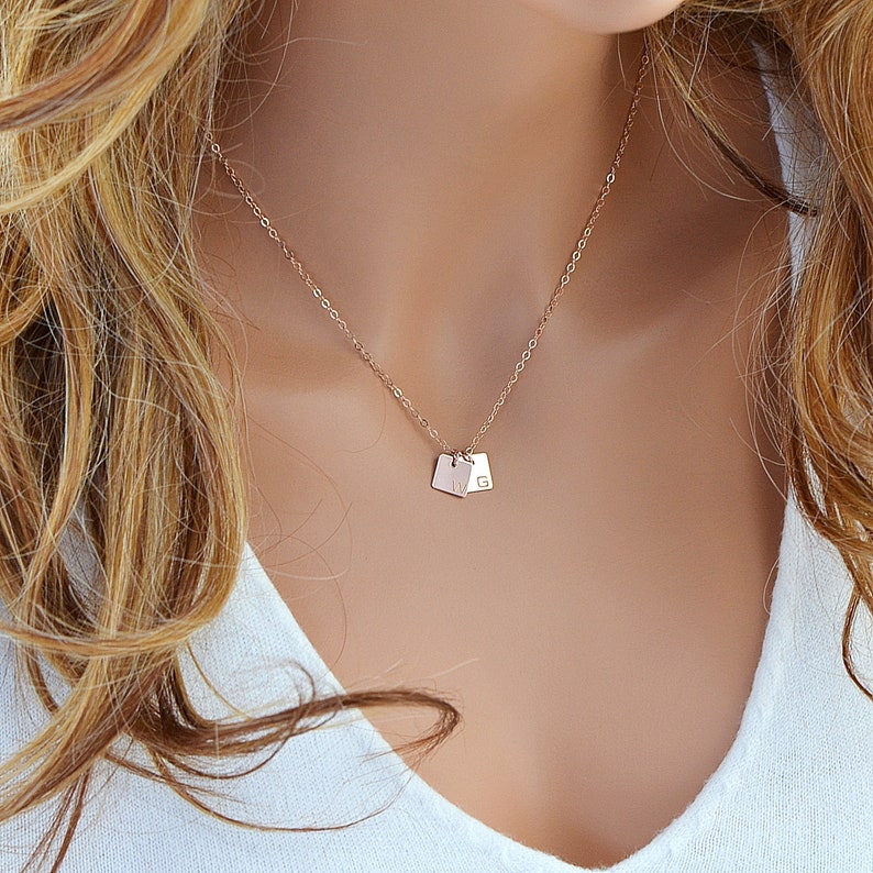 Gold Necklace With Kids Initials New Mom Necklace Etsy