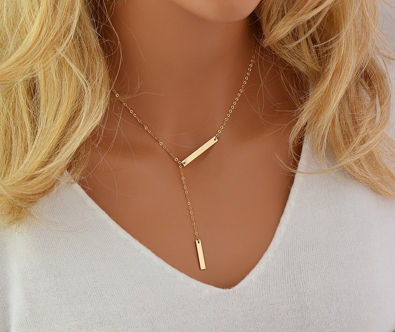 Delicate Y Necklace Gold Lariat Necklace Layering Necklace Etsy