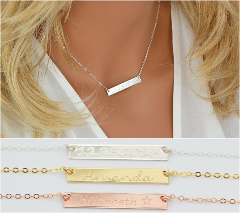 Silver Bar Layered Necklace Two Initial Necklace Hammered Etsy Ireland