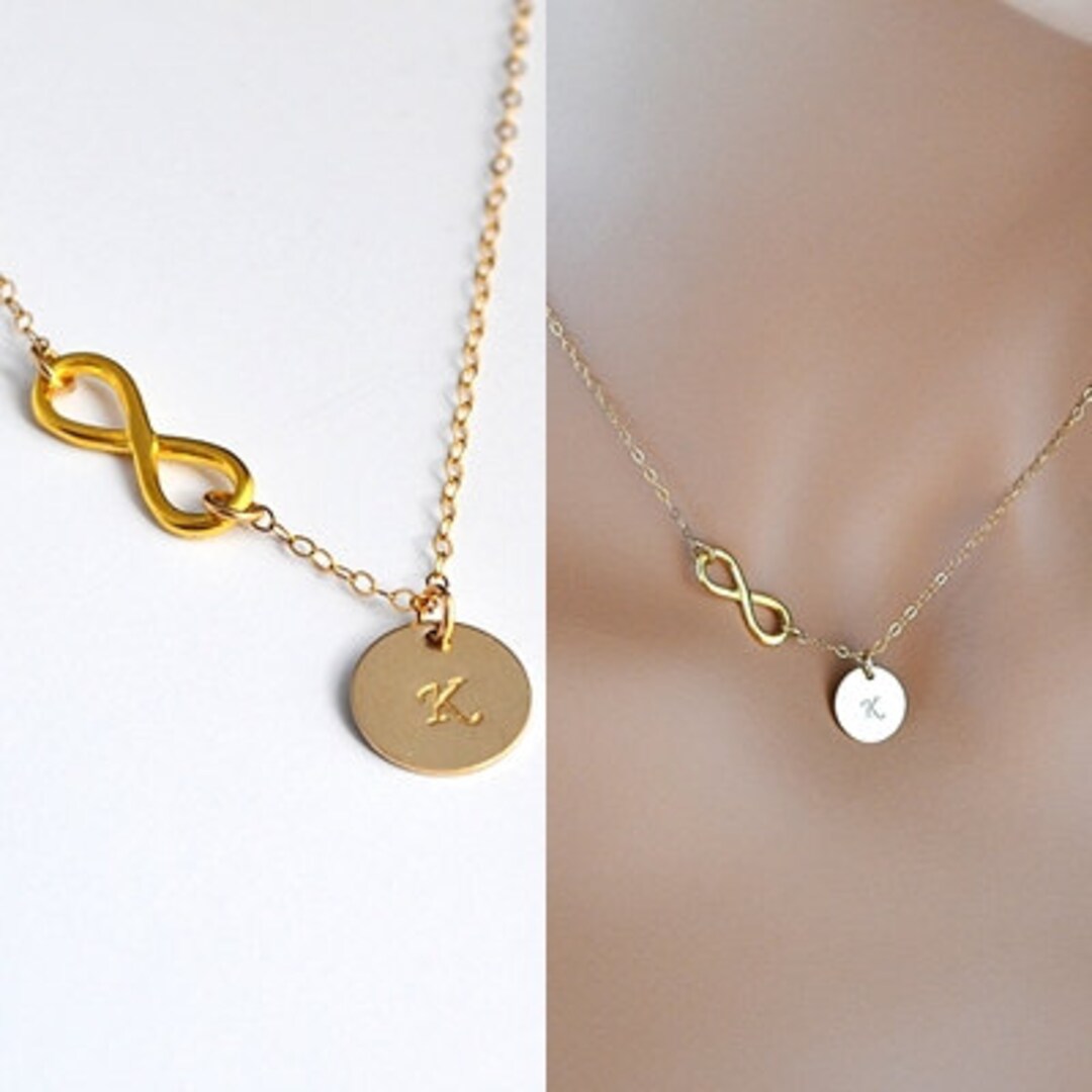 Gold Infinity Necklace Infinity Initial Necklace - Etsy