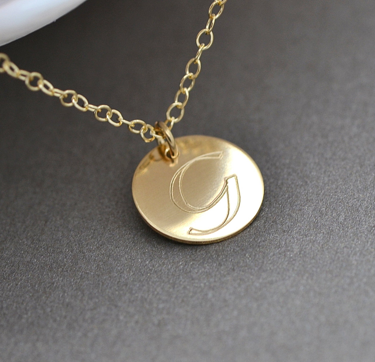 Initial Disc Gold Necklace 14k Gold or Rose Gold Filled Etsy Ireland