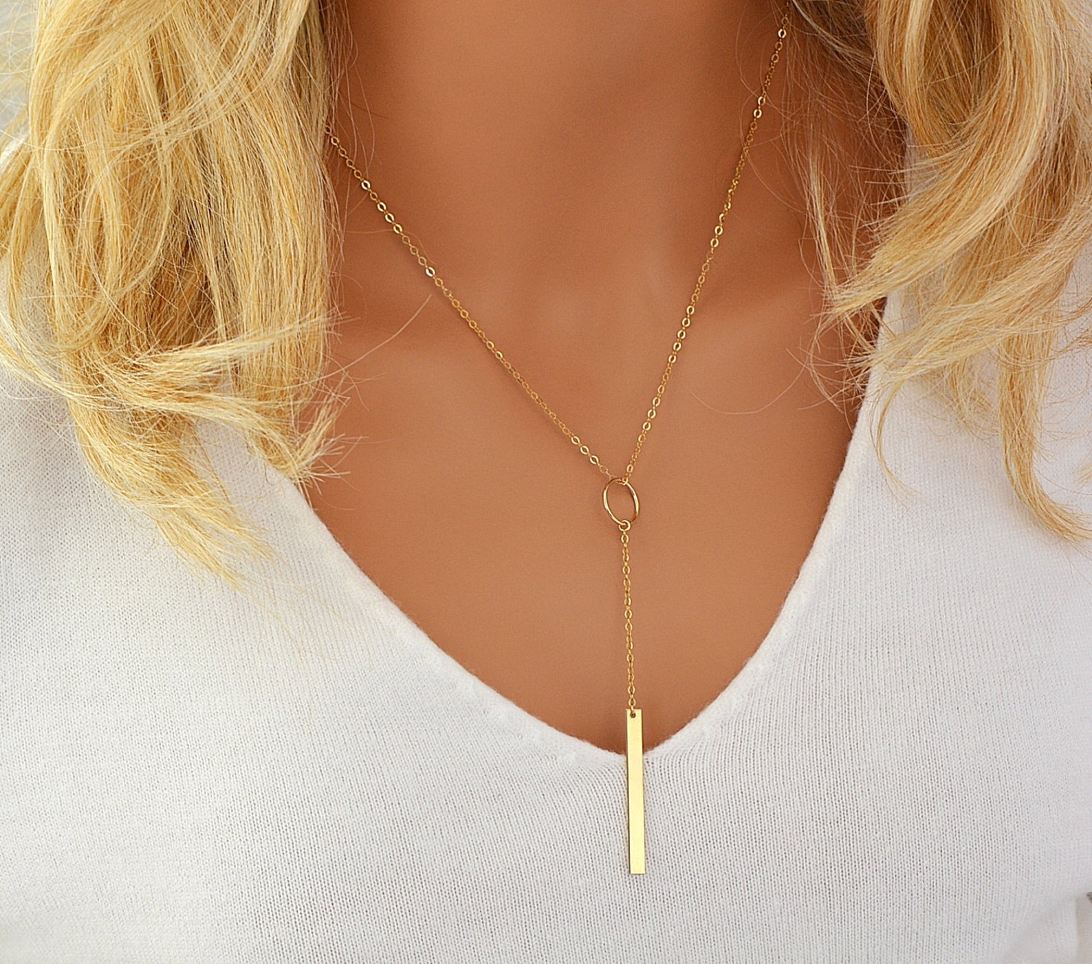 Y Necklace Personalized Bar Necklace Vertical Bar Necklace Etsy
