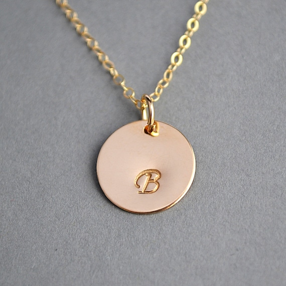 Personalized Necklace Gold or Silver Initial Disc Necklace Etsy