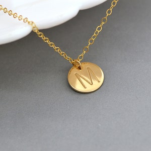 Initial Necklace, Disc Necklace, Personalized Necklace, Personalized Necklace Gold, Delicate Gold Necklace, Monogram Necklace, Initial Disc image 4