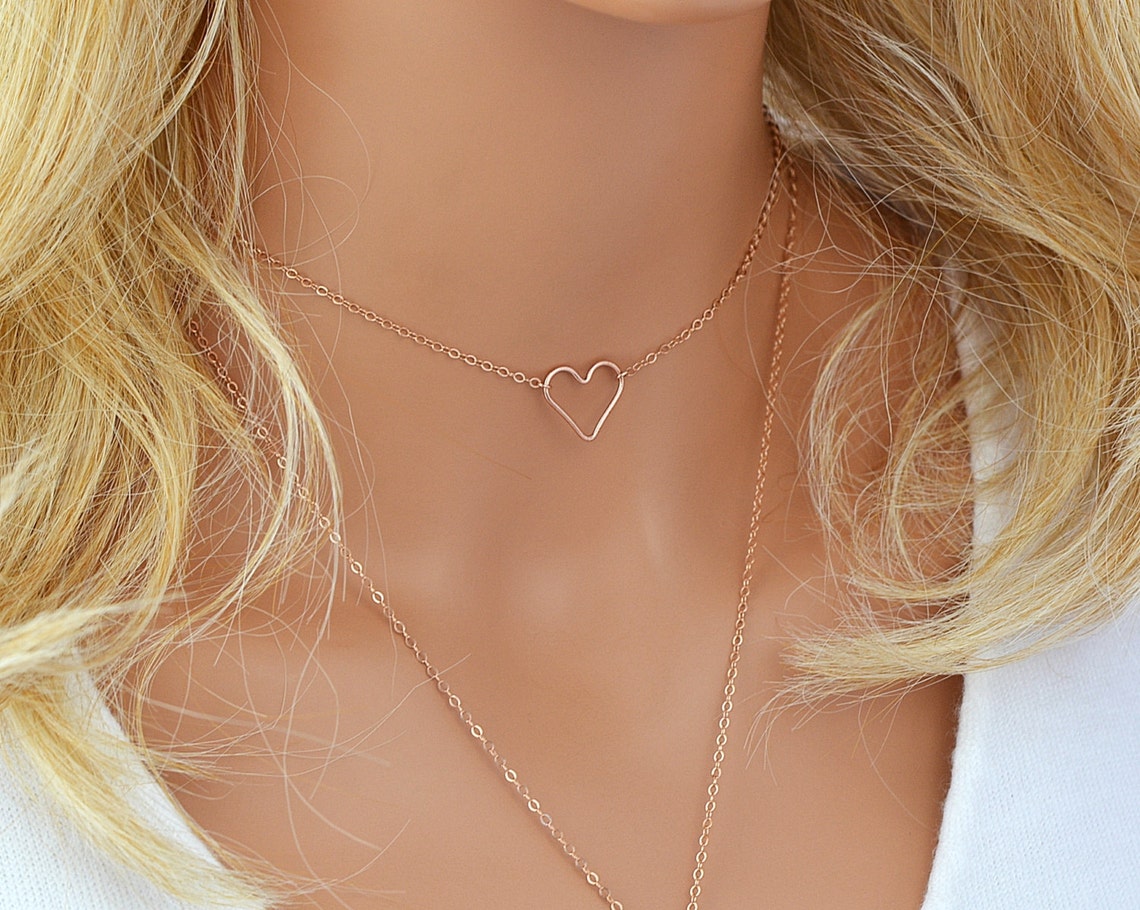 Gold Choker Necklace Heart Choker Necklace Delicate Heart | Etsy
