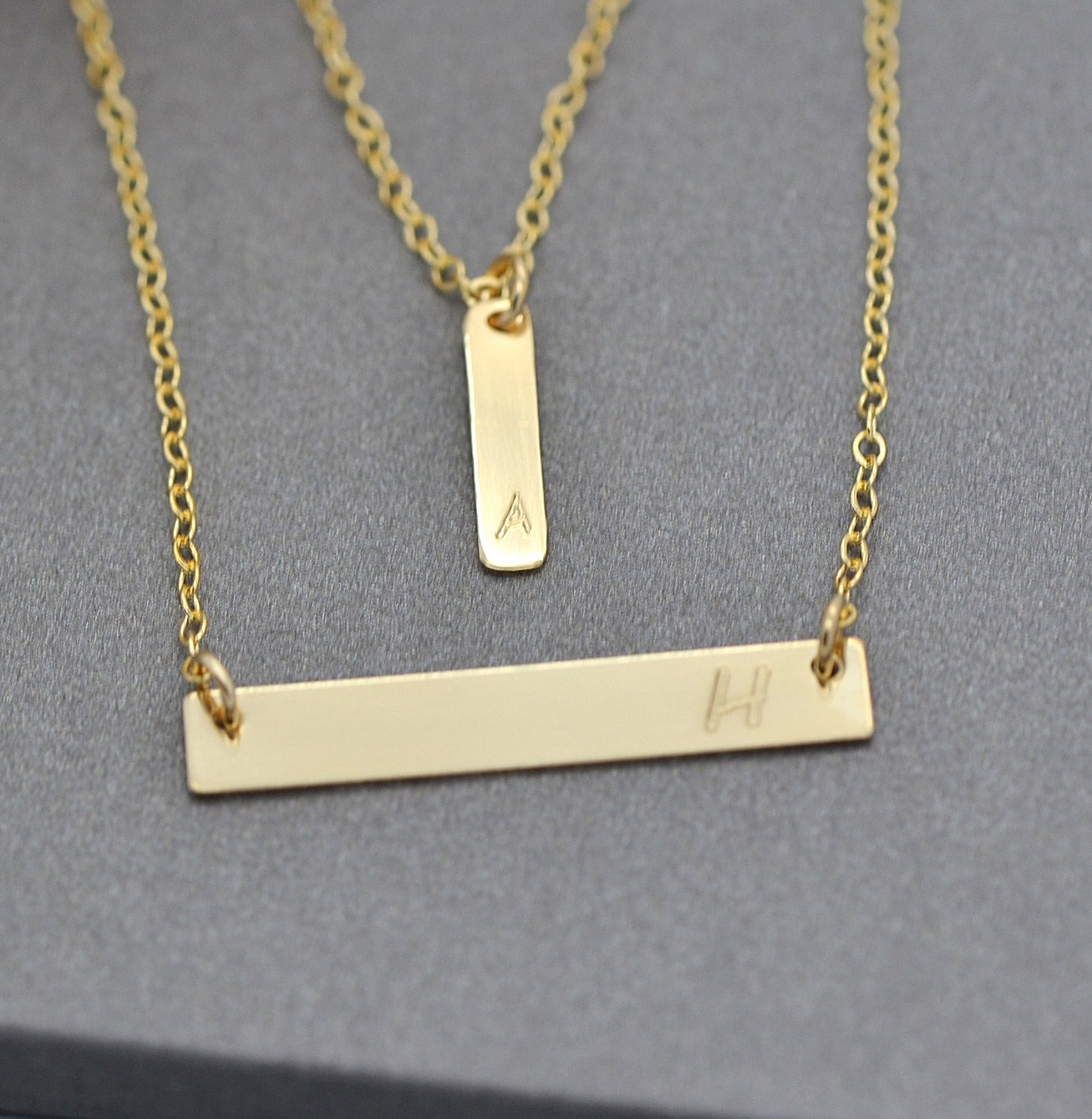 Gold Bar Necklace Layered Necklace Personelized Necklace Etsy