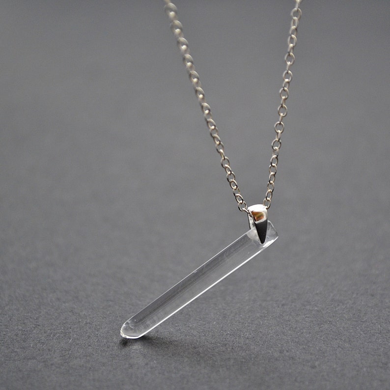 Crystal Quartz Necklace, Sterling Silver Necklace, Long Silver Necklace, Clear Icicle Crystal Necklace imagem 4