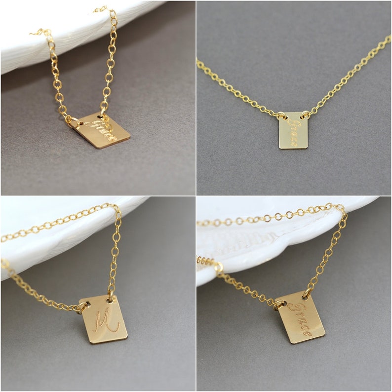 Personalized Tag Necklace Gold Necklace Custom Name Etsy