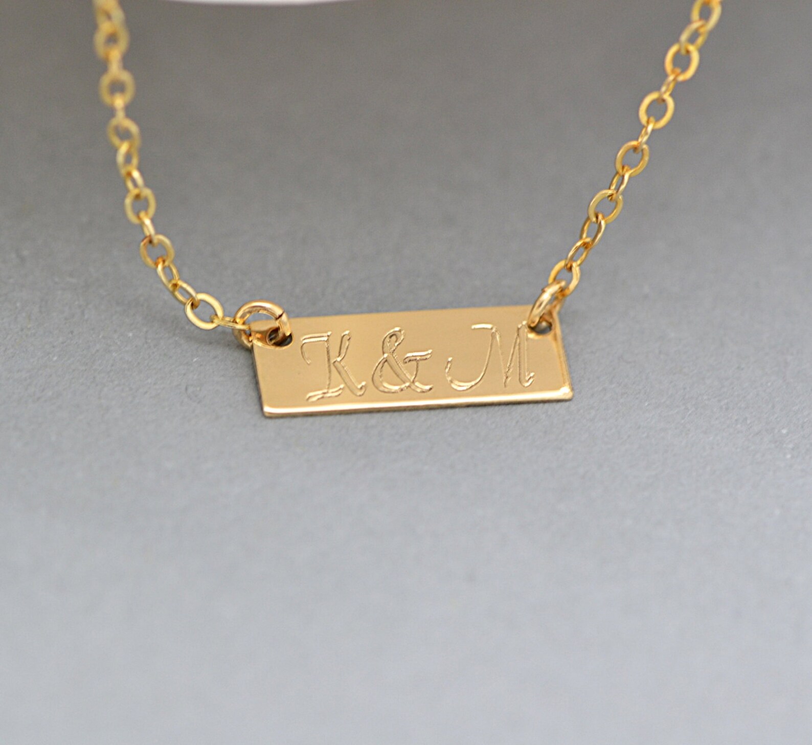 Layered Necklace Personalized Engraved Necklace Tag Charm Etsy