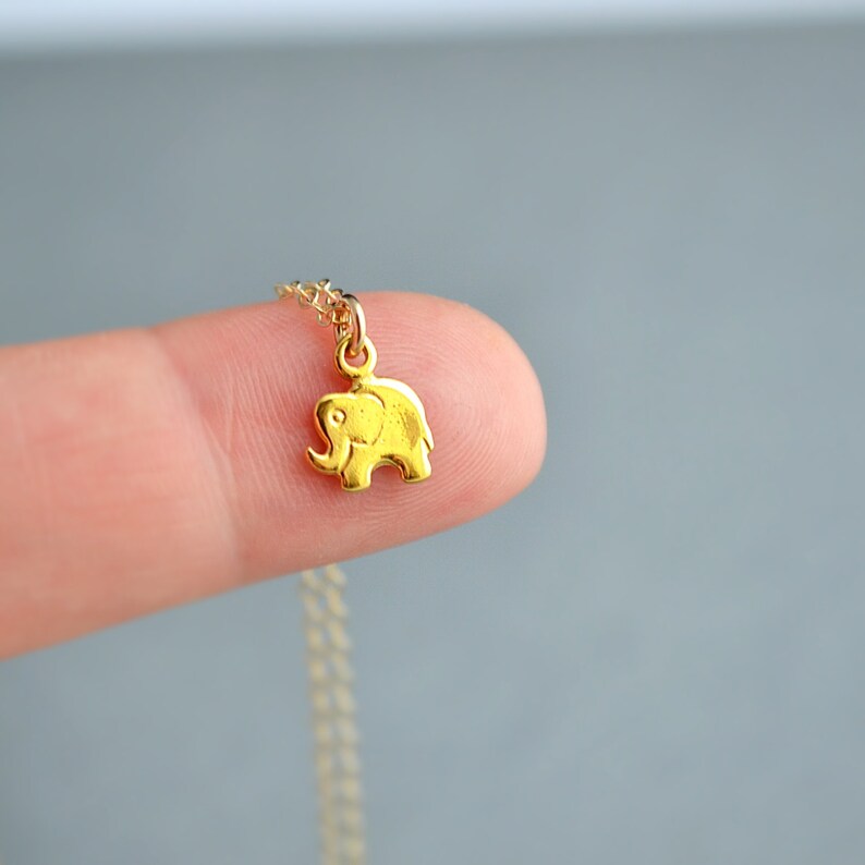 Gold Elephant Necklace Tiny Elephant Necklace Small Elephant Etsy