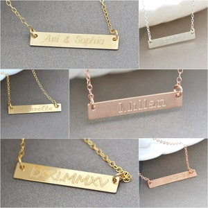 Gold Bar Necklace, 14k Gold Bar Necklace, Bar Necklace Personalize, Personalized Necklace 14k Gold, Kardashian Necklace, Name Necklace image 3