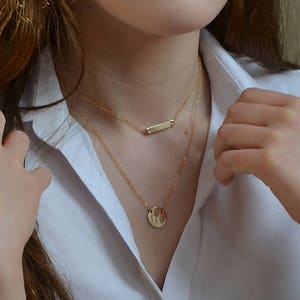 Monogram Disc Necklace, Personalized Disc Necklace, Initial Disc Gold, Rose Gold, Sterling Silver, Name Disc Necklace, Monogram Pendant image 7