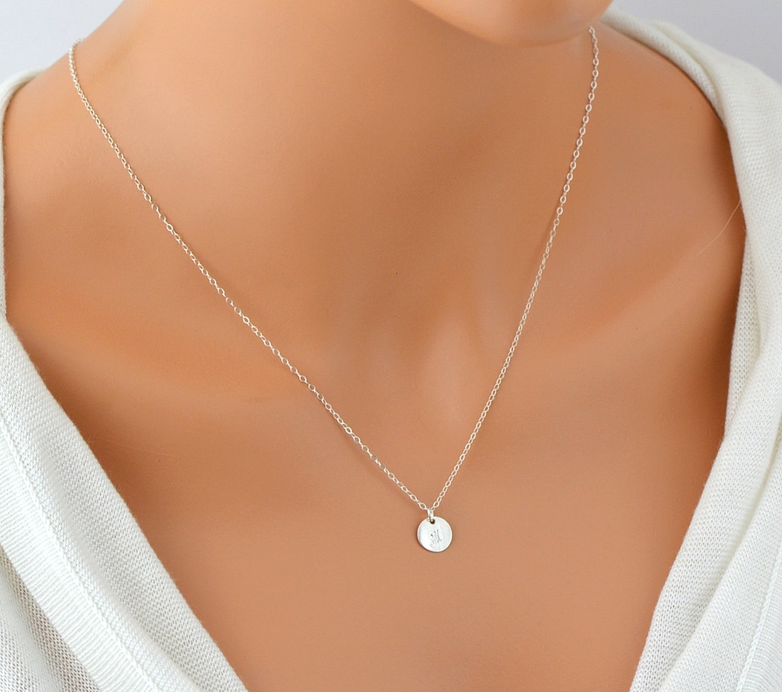 Personalized Disc Necklace / Initial Disc / Sterling Silver Etsy