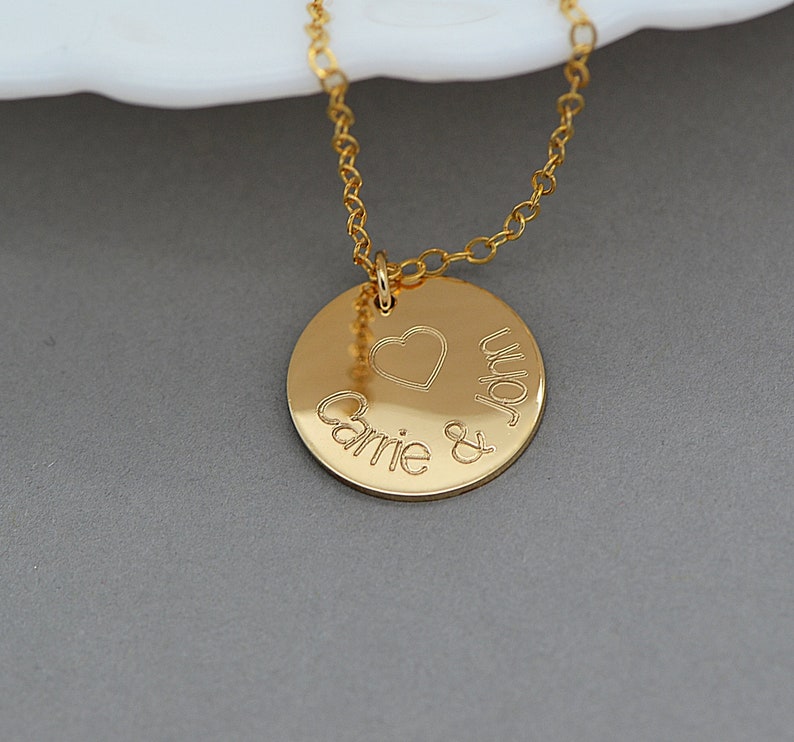 Mom Necklace, Kids Name Necklace, Gold Disc Necklace, New Mom Necklace, Personalized Necklace For Mom, Gift For Mom, Mothers Necklace image 6