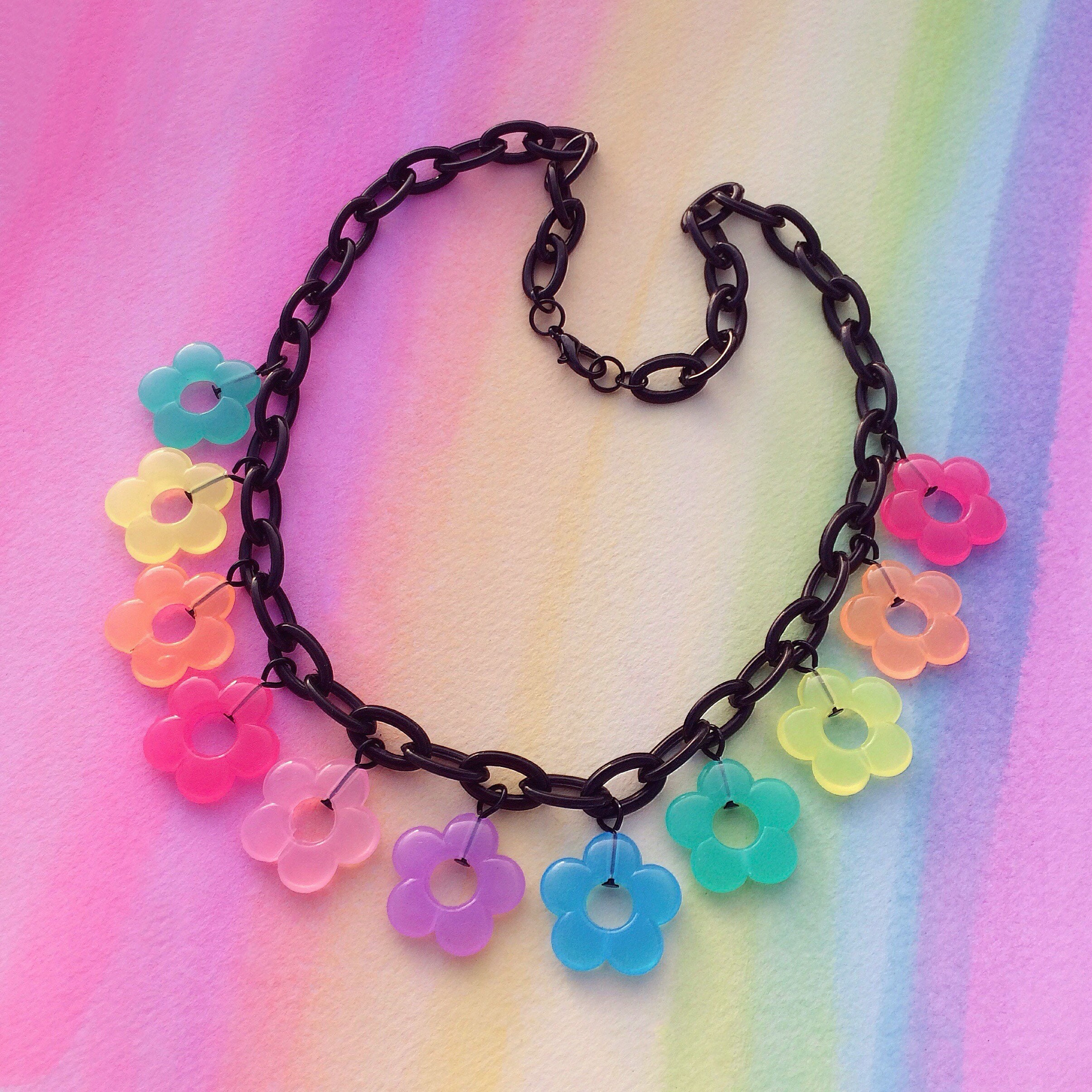 Black Plastic Chain Choker Necklace 