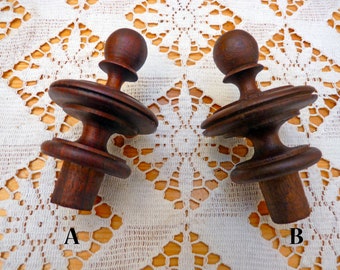 Two French, Hand Turned, Wood, Antique, Finials, A Beautiful, Addition To Any Home Project, Furniture Or Stairs. Adds Chateau Chic