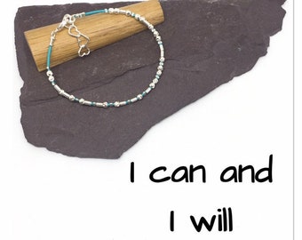 I can and I will Morse code bracelet, hidden message bracelet, secret message jewellery, motivational message