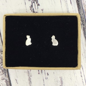 Sterling silver cat stud earrings