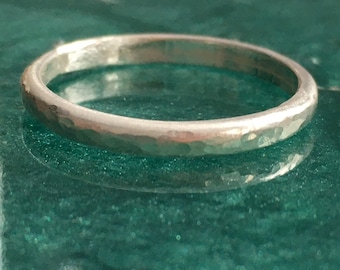 Sterling silver thin hammered ring 2.5mm