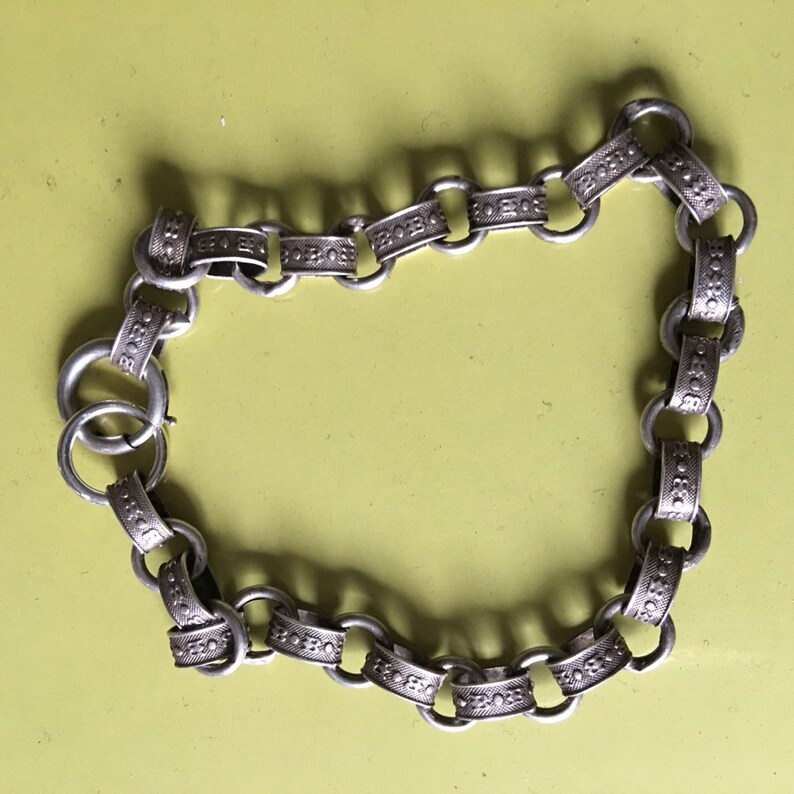 link and ring style Georgian Style silver linked bracelet