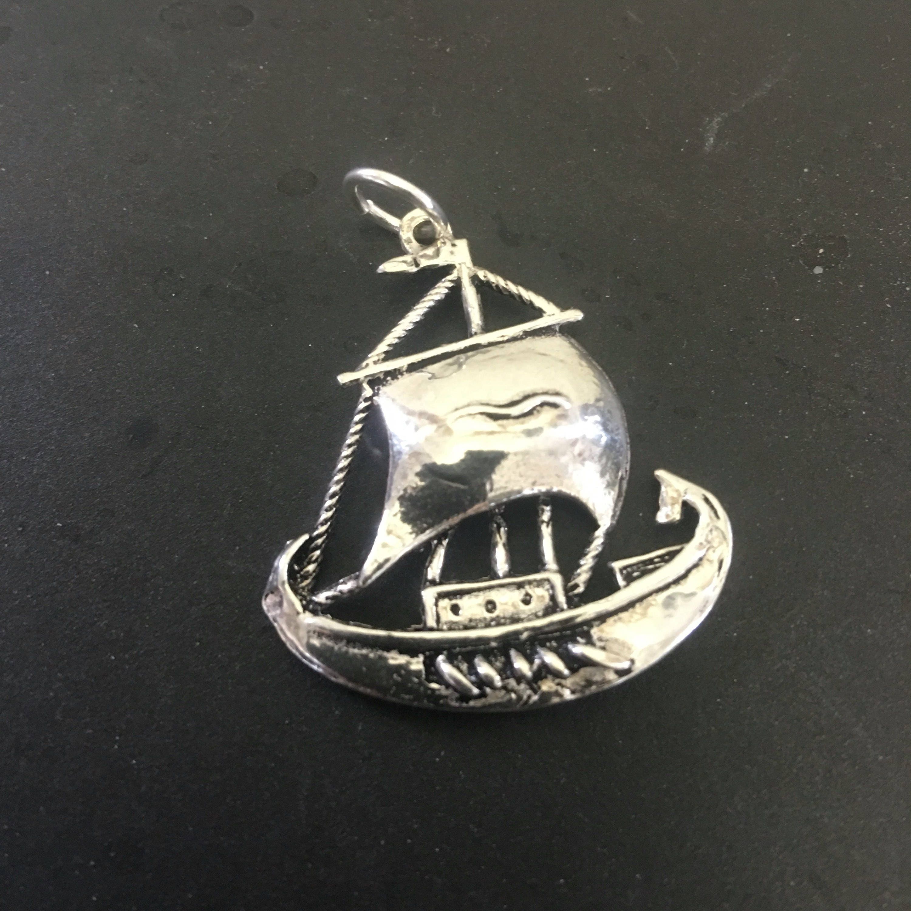 Silver Viking Ship pendant in 3d stunning silverwork Unsual piece !