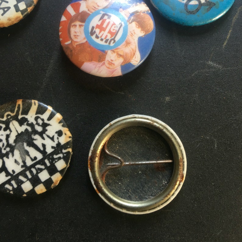 1980s mod ska badges 7 in used and worn condition
