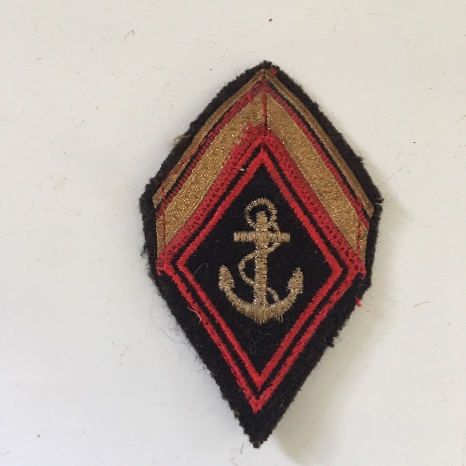 Navy Shoulder Patch in Silk & Wool With Gilt Anchor Design Etsy