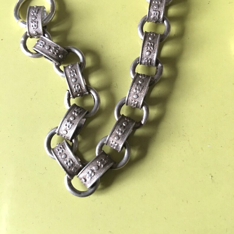 link and ring style Georgian Style silver linked bracelet