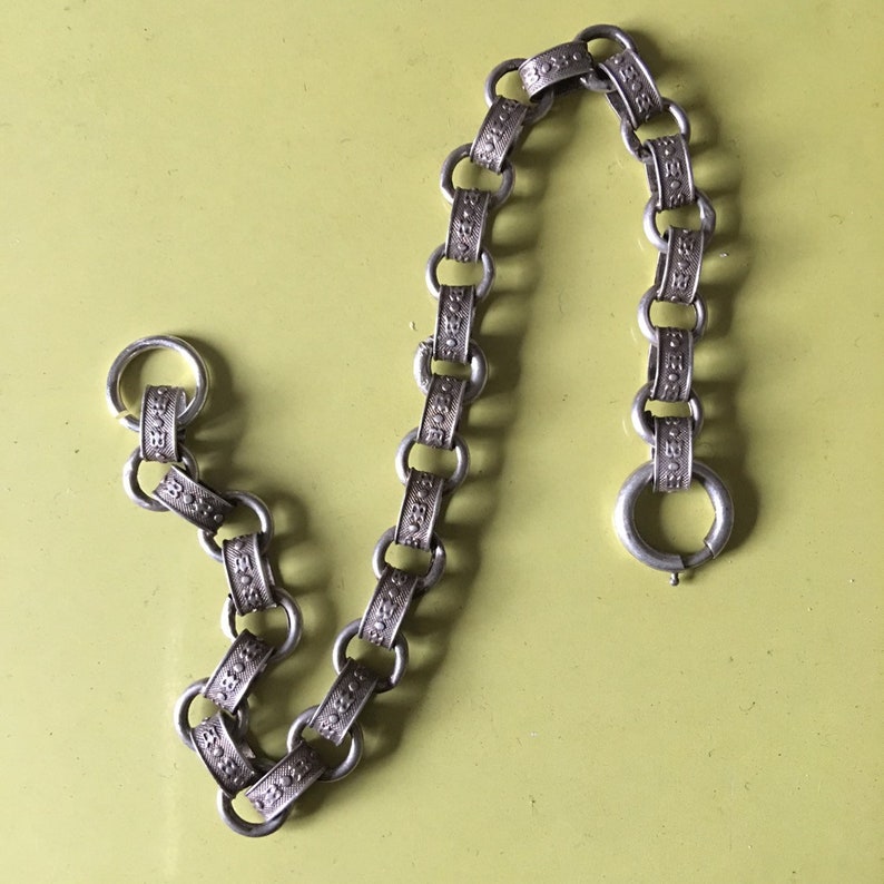 link and ring style Georgian Style silver linked bracelet